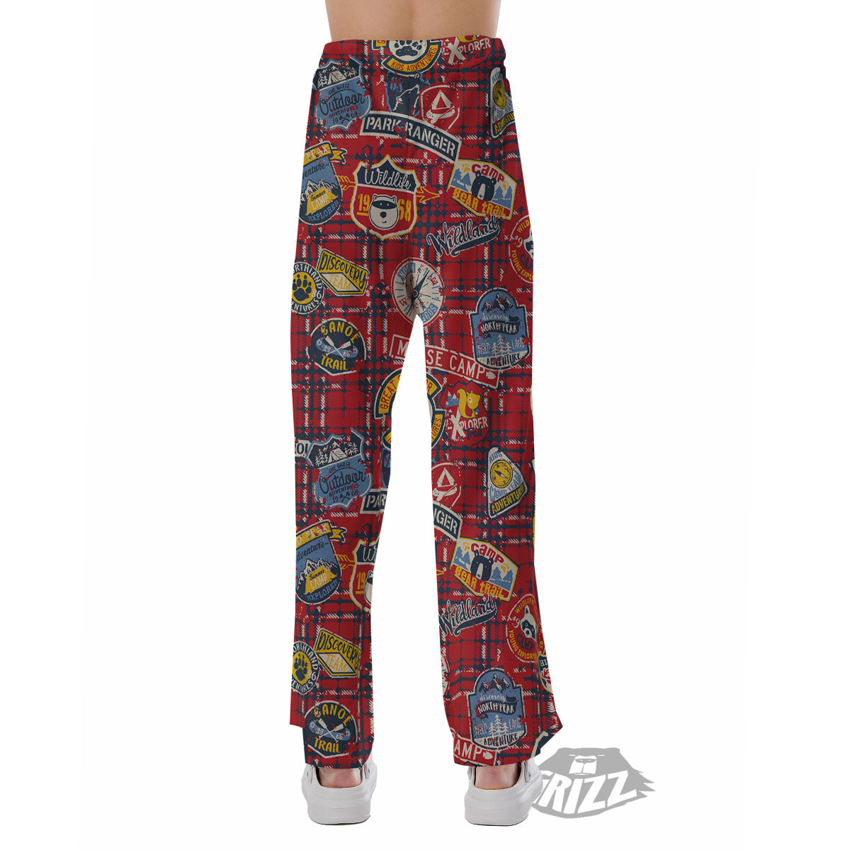 Red Plaid Mountain Camp Tartan Print Pajama Pants-grizzshop