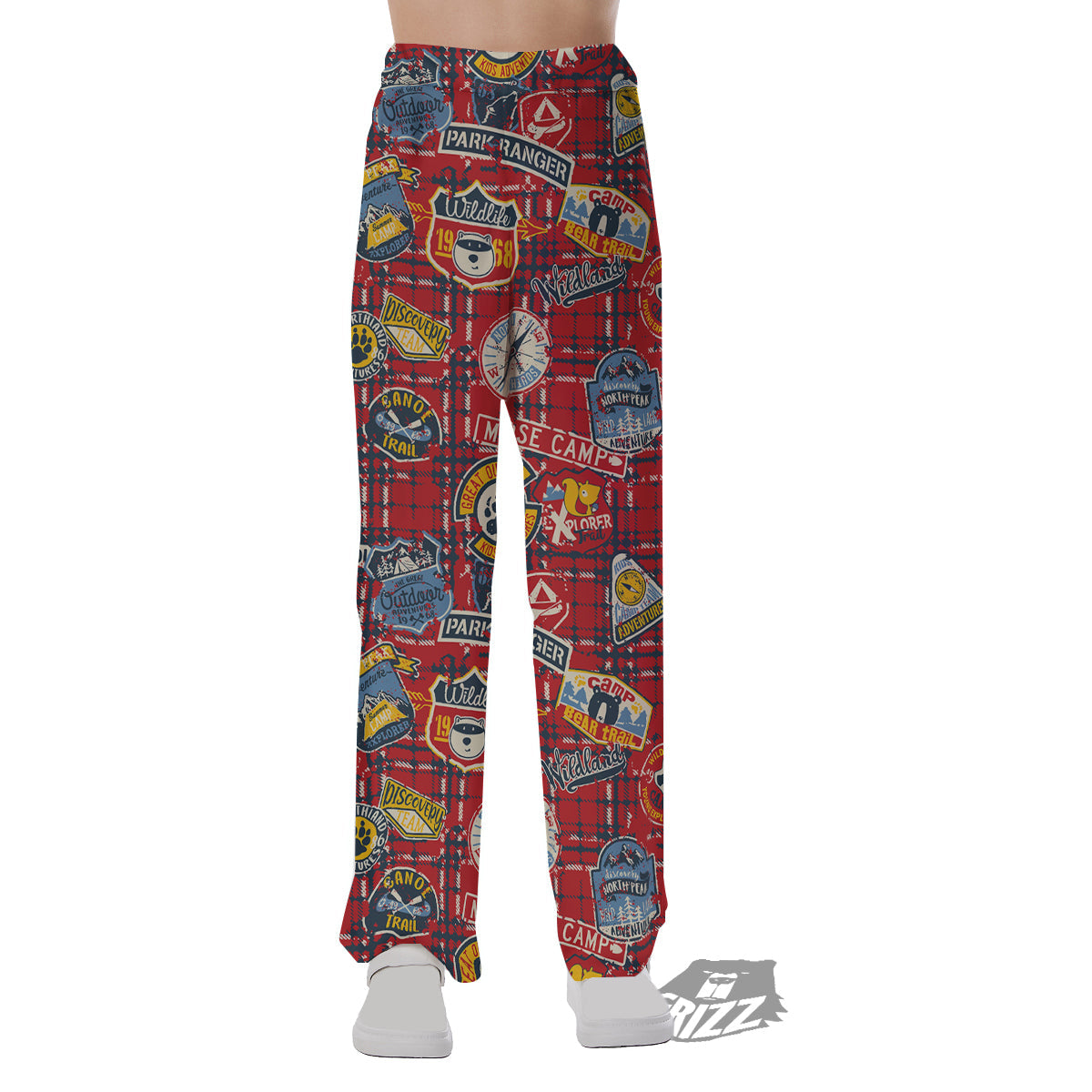 Red Plaid Mountain Camp Tartan Print Pajama Pants-grizzshop