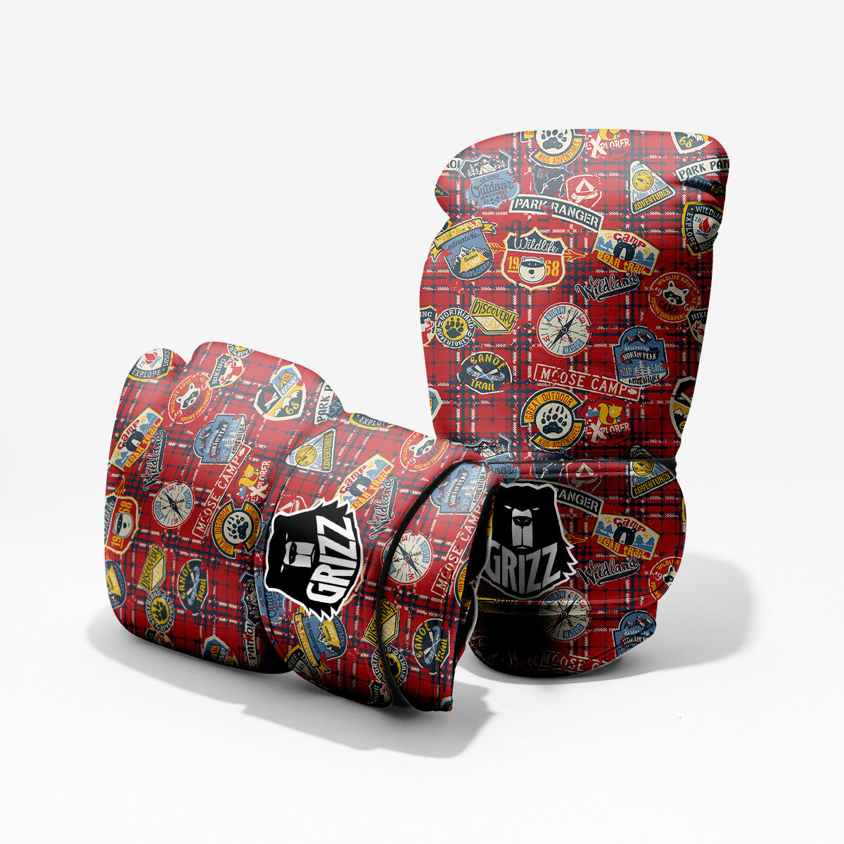 Red Plaid Mountain Camp Tartan Print Pro Boxing Glove