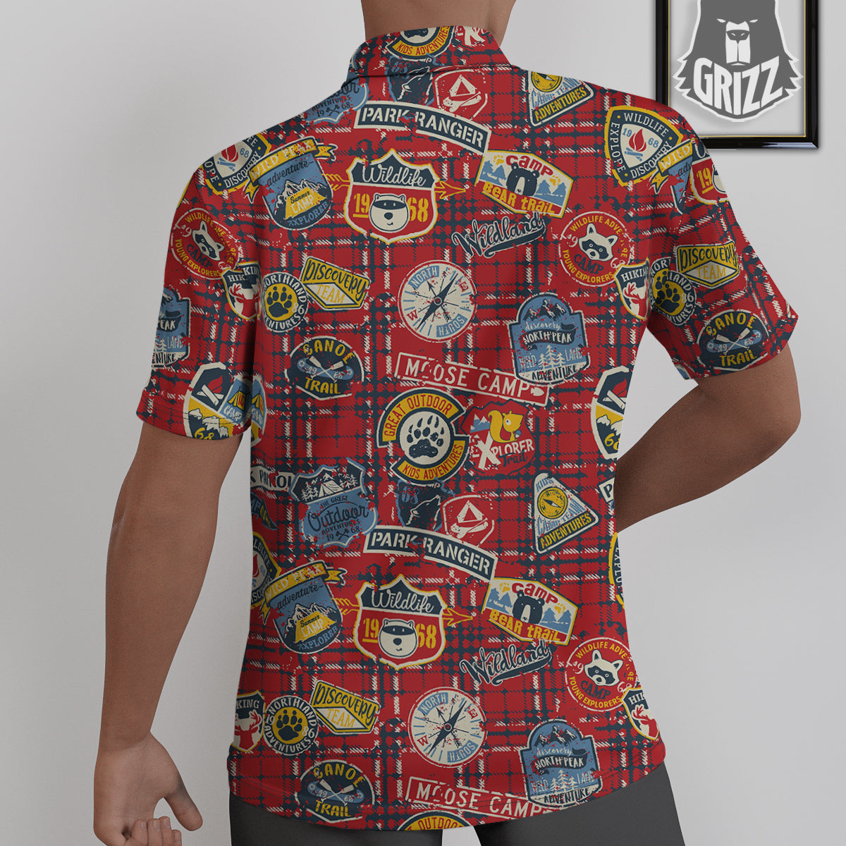 Red Plaid Mountain Camp Tartan Print Untucked Shirts-grizzshop