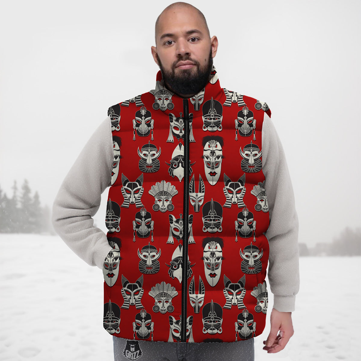 Red Plaid Tartan Down Vest