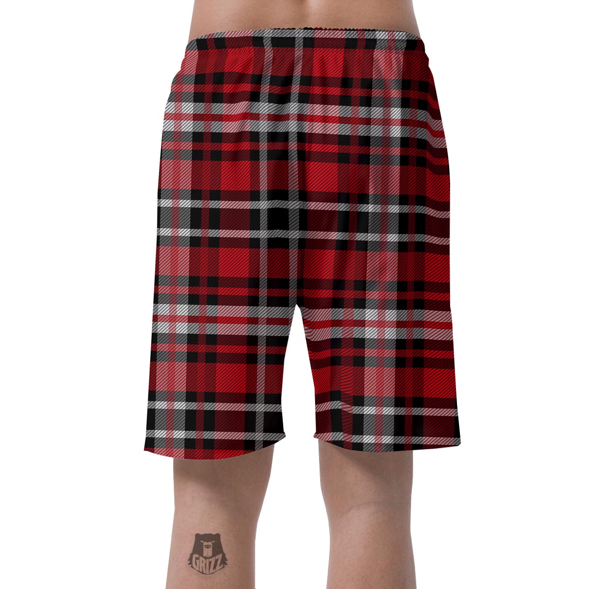 Red Plaid Tartan Print Men's Shorts-grizzshop