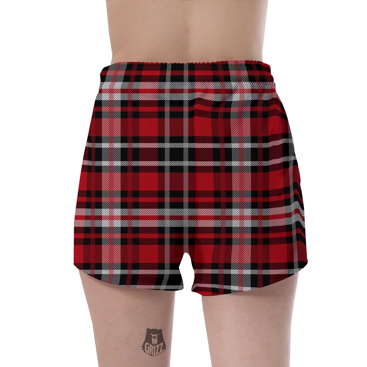 Red Plaid Tartan Print Women's Shorts-grizzshop