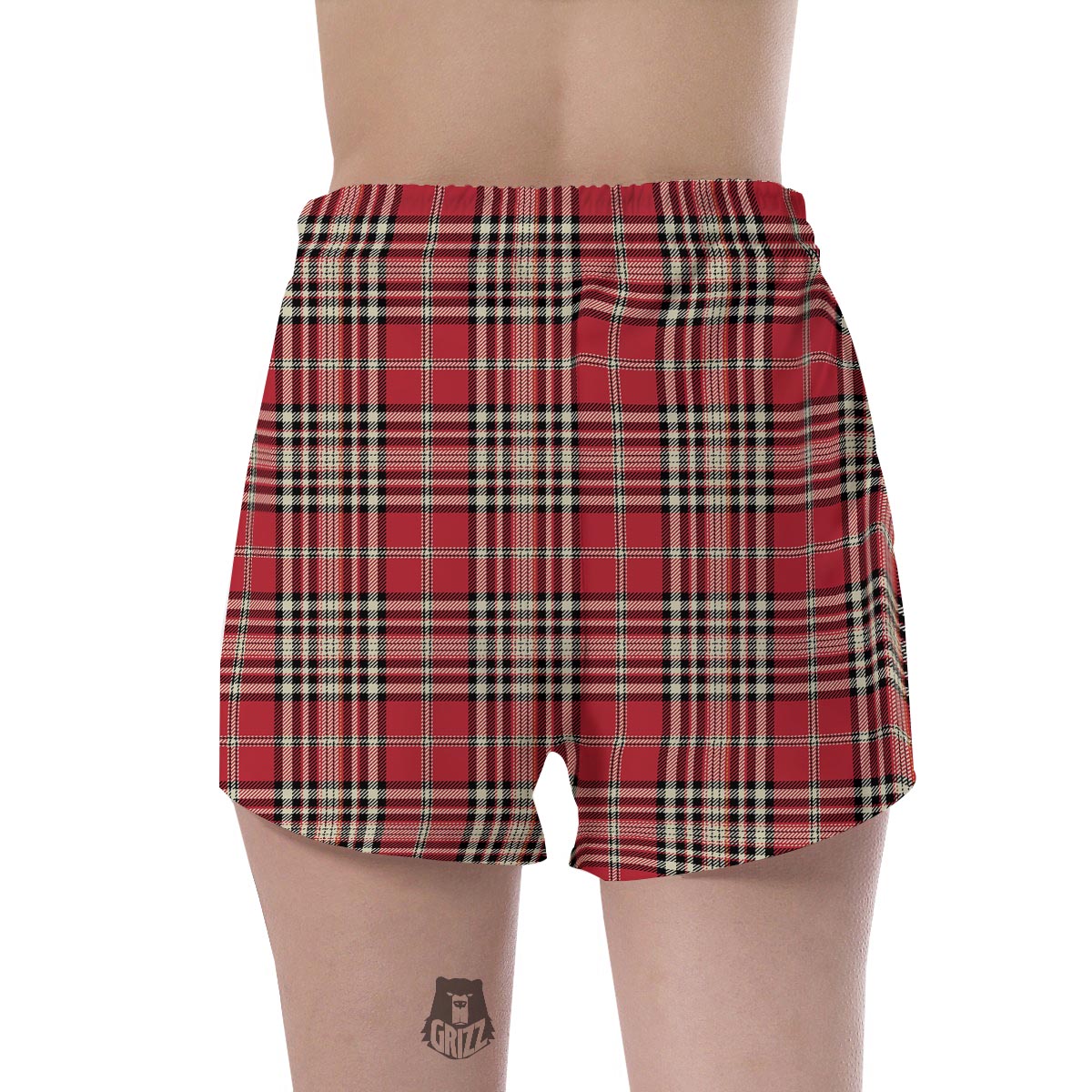 Red Plaid Tartan Scottish Women's Shorts-grizzshop