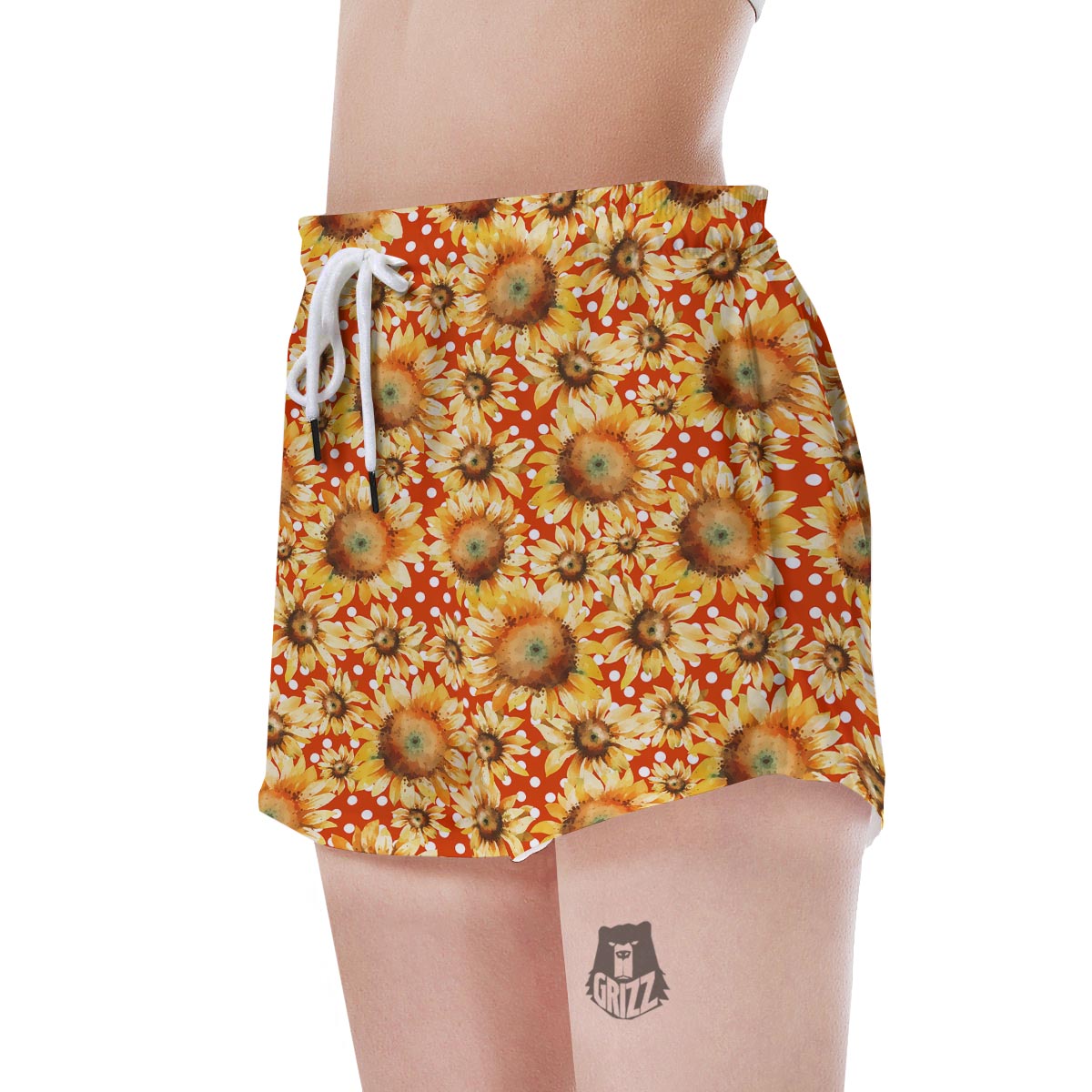 Red Polka Dot Sunflower Women's Shorts-grizzshop