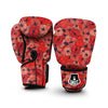 Red Poppy Floral Pattern Print Boxing Gloves-grizzshop