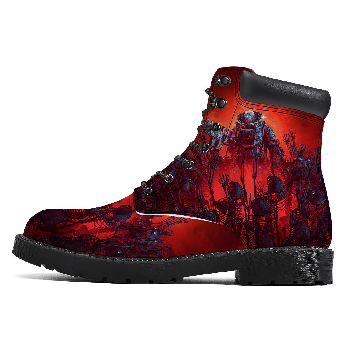 Red Robot And Skeleton Troop Print Boots-grizzshop