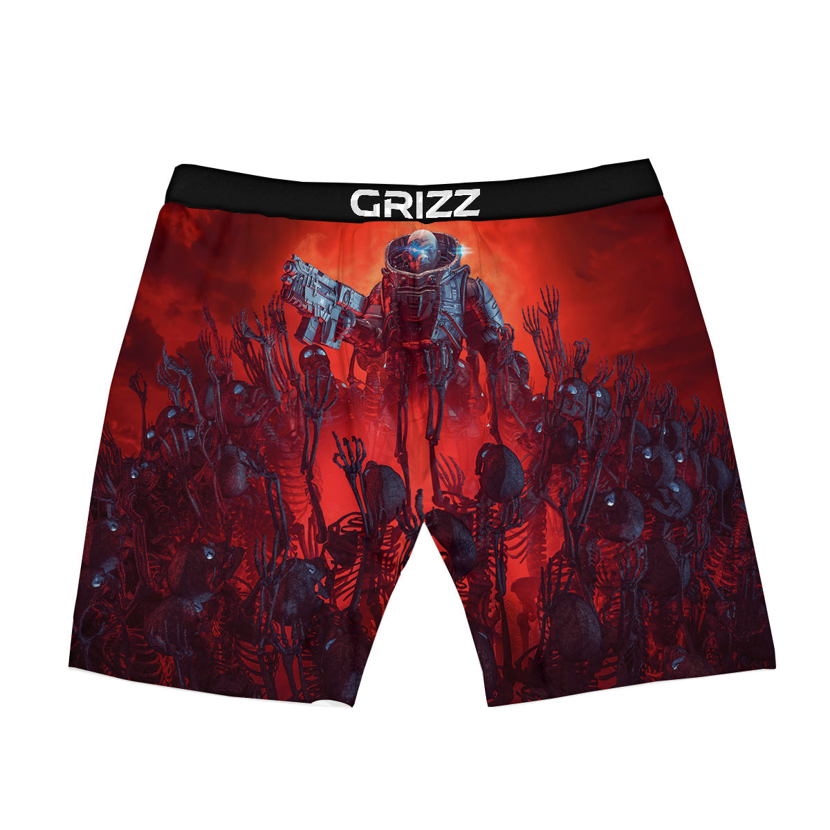 Red Robot And Skeleton Troop Print Boxer Briefs-grizzshop