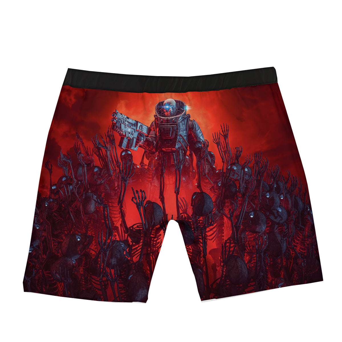 Red Robot And Skeleton Troop Print Boxer Briefs-grizzshop