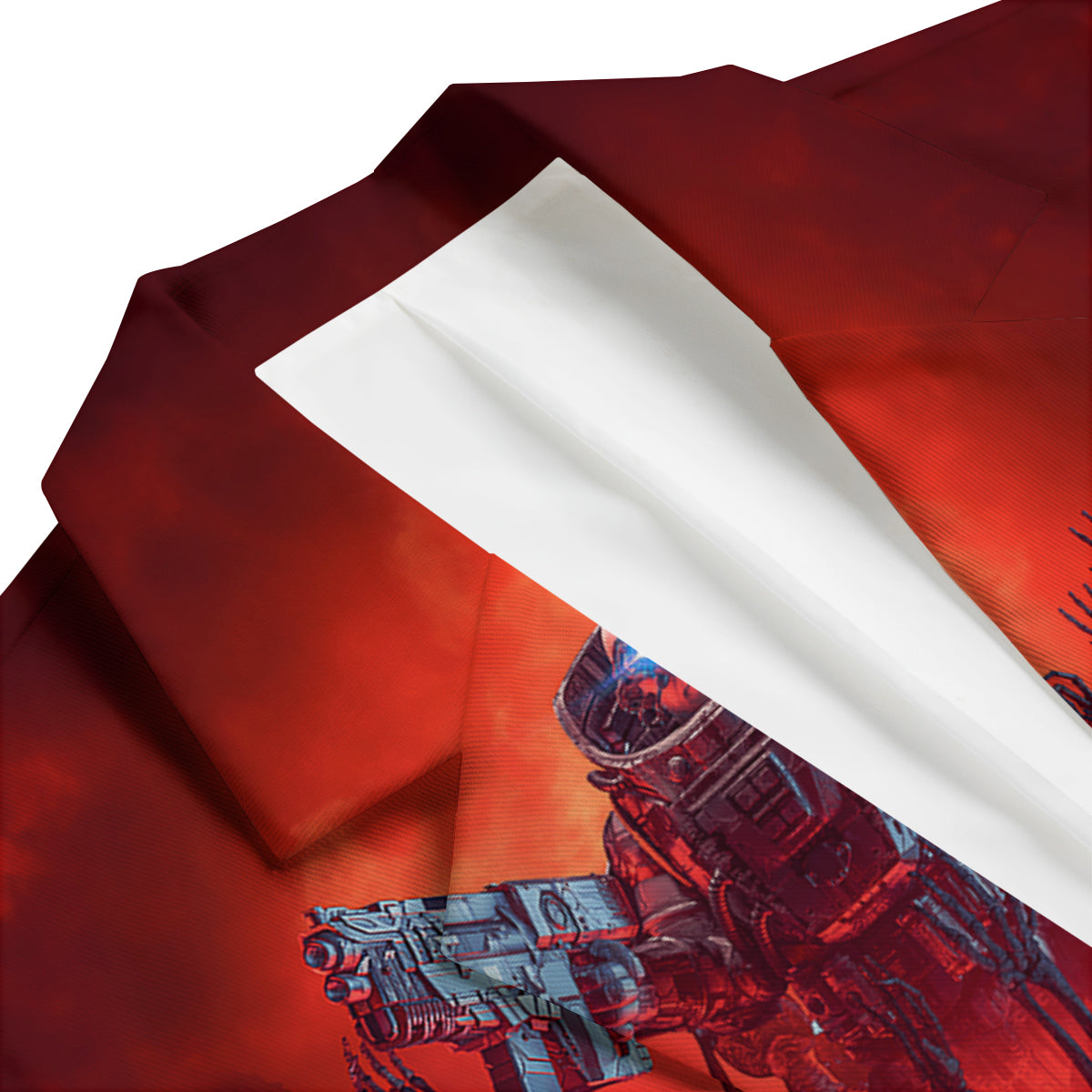 Red Robot And Skeleton Troop Print Men's Blazer-grizzshop