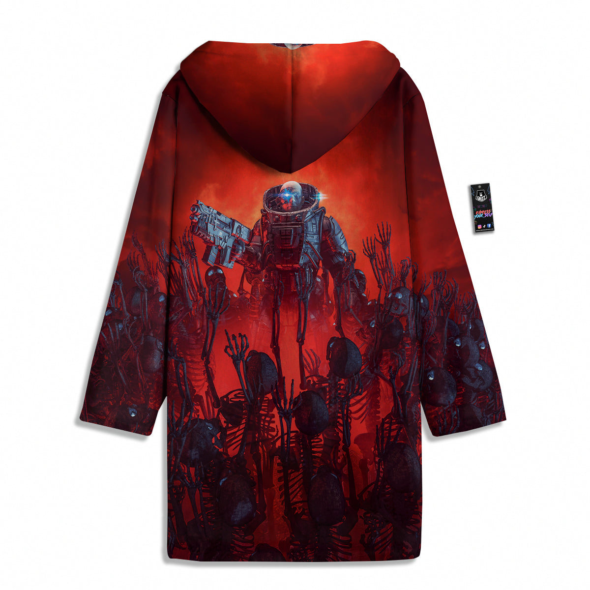 Red Robot And Skeleton Troop Print Men's Windbreaker Jacket-grizzshop