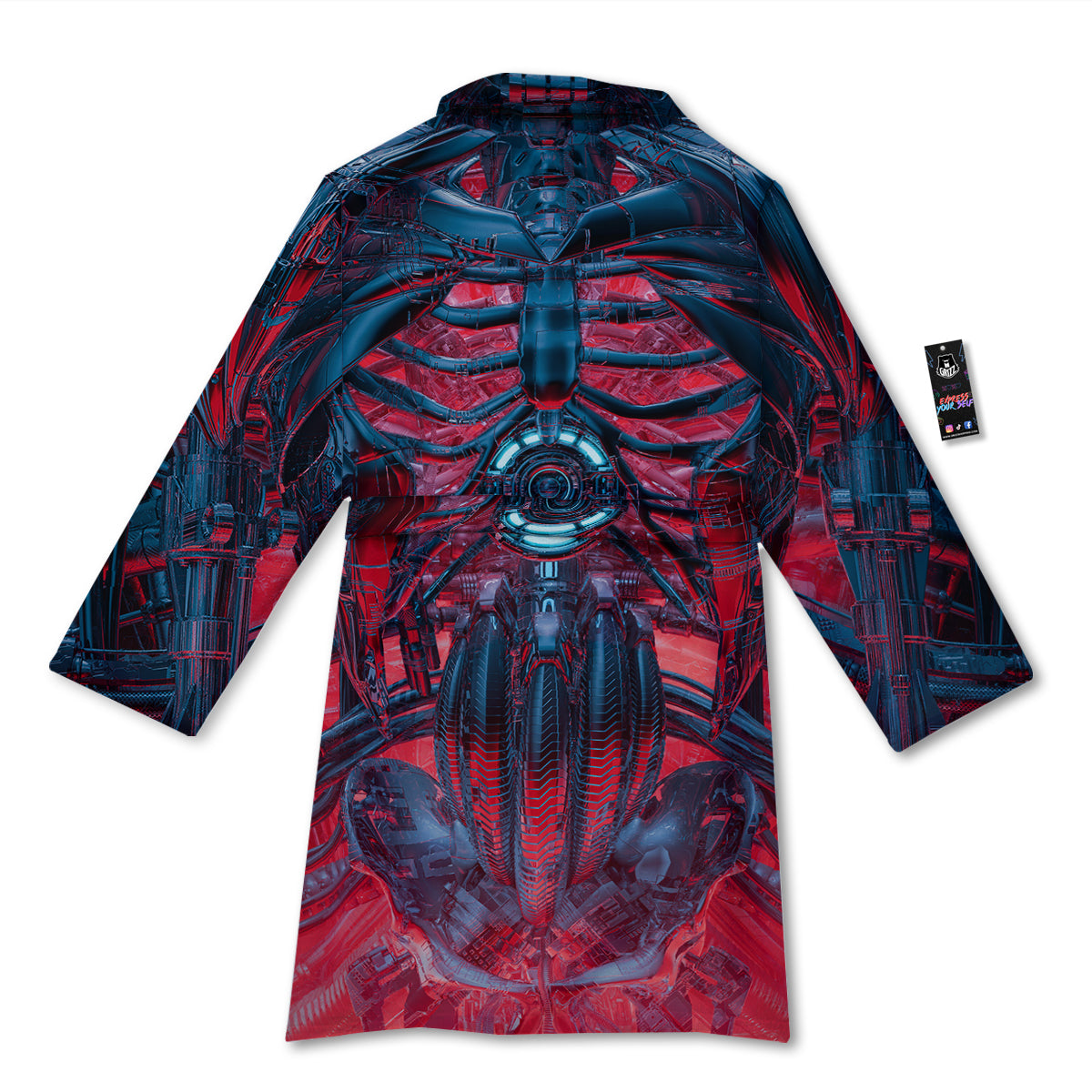 Red Robot Cyberpunk Print Bathrobe-grizzshop