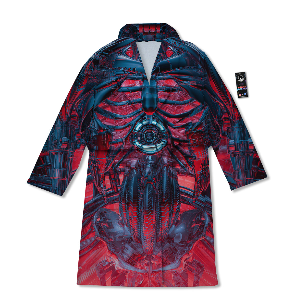 Red Robot Cyberpunk Print Bathrobe-grizzshop
