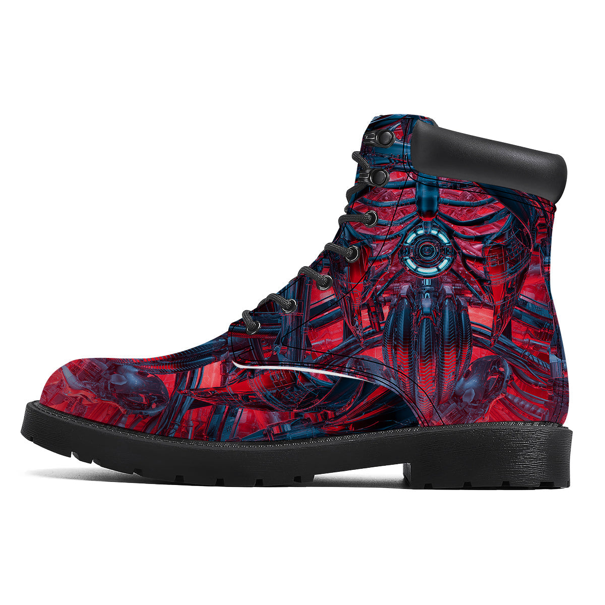 Red Robot Cyberpunk Print Boots-grizzshop