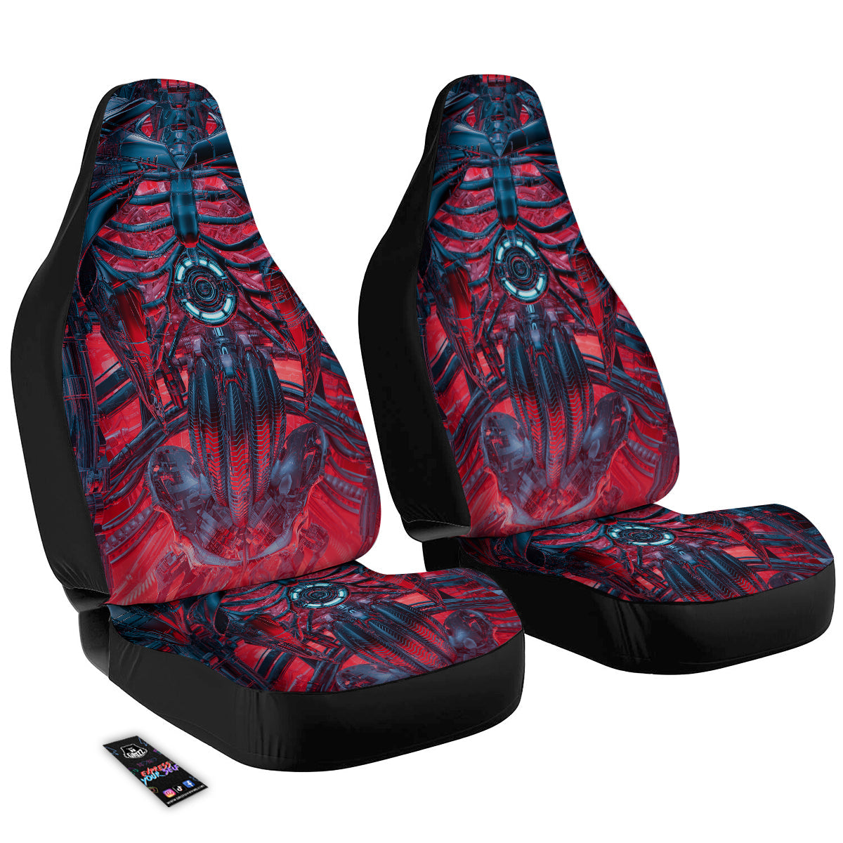 Red Robot Cyberpunk Print Car Seat Covers-grizzshop