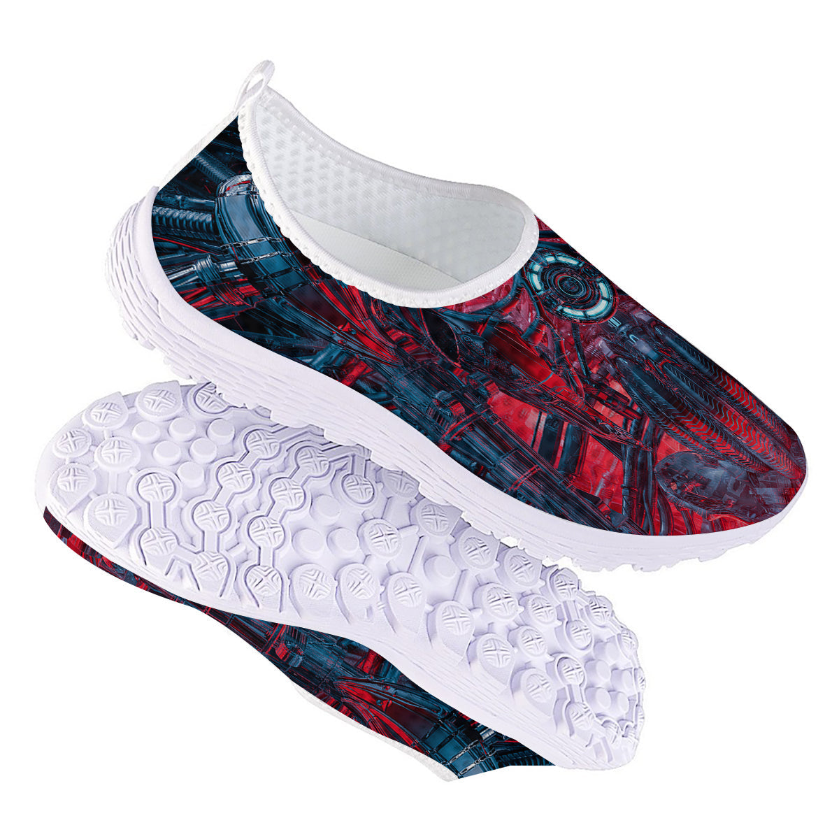 Red Robot Cyberpunk Print Nurse Shoes-grizzshop