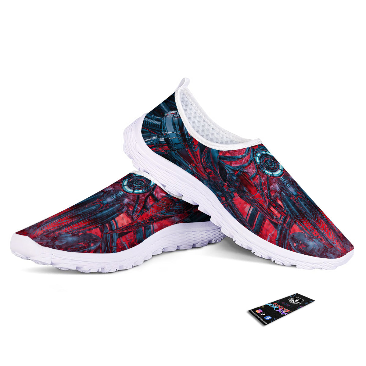Red Robot Cyberpunk Print Nurse Shoes-grizzshop