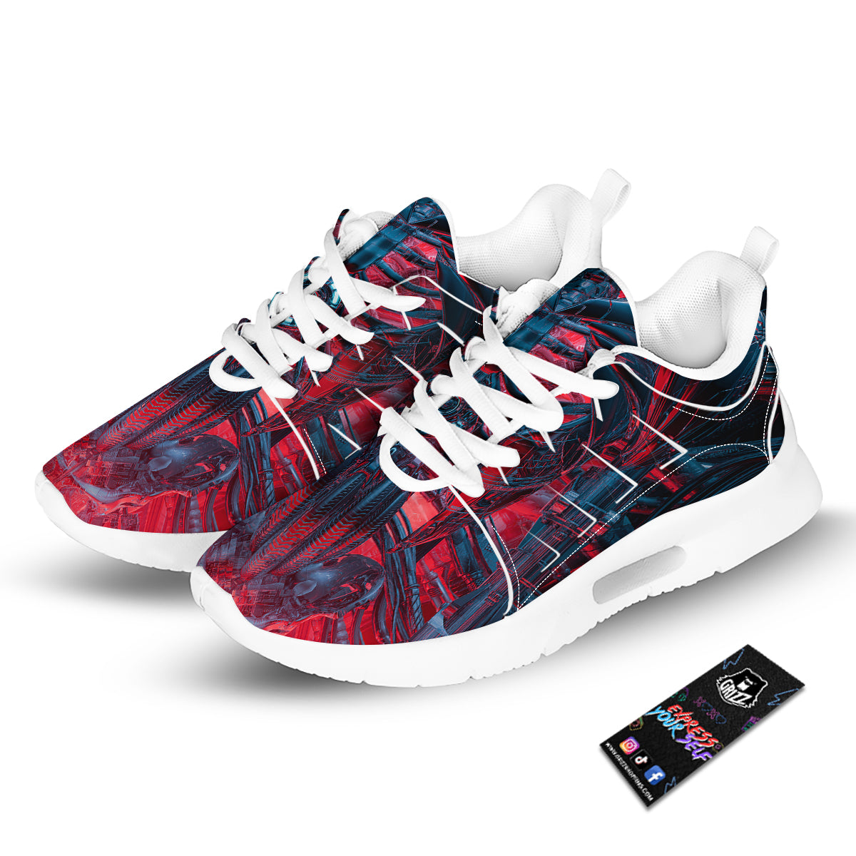 Red Robot Cyberpunk Print Tennis Shoes-grizzshop
