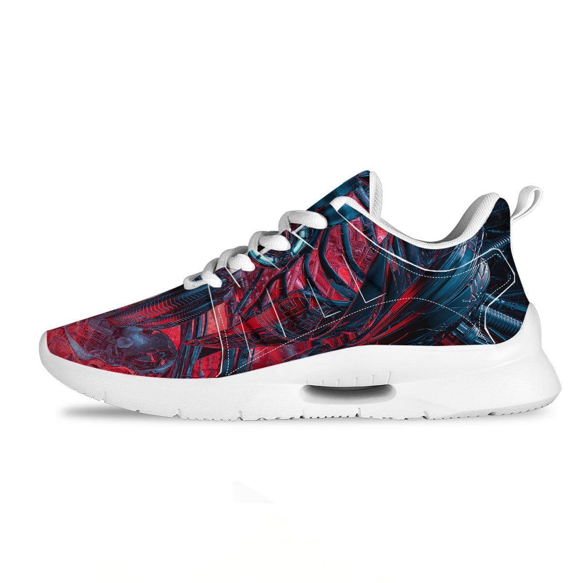 Red Robot Cyberpunk Print Tennis Shoes-grizzshop