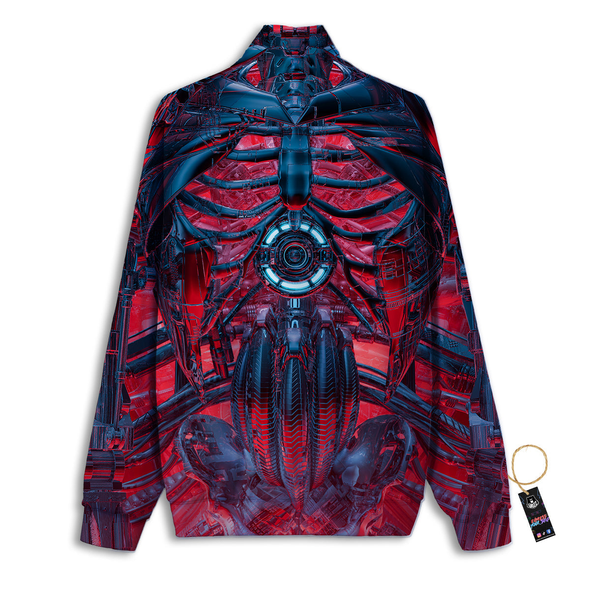 Red Robot Cyberpunk Print Track Jacket-grizzshop