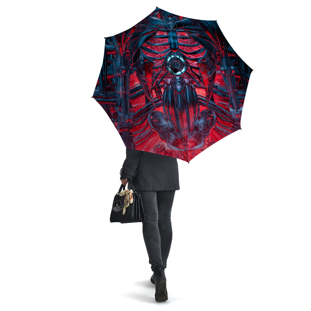 Red Robot Cyberpunk Print Umbrella-grizzshop
