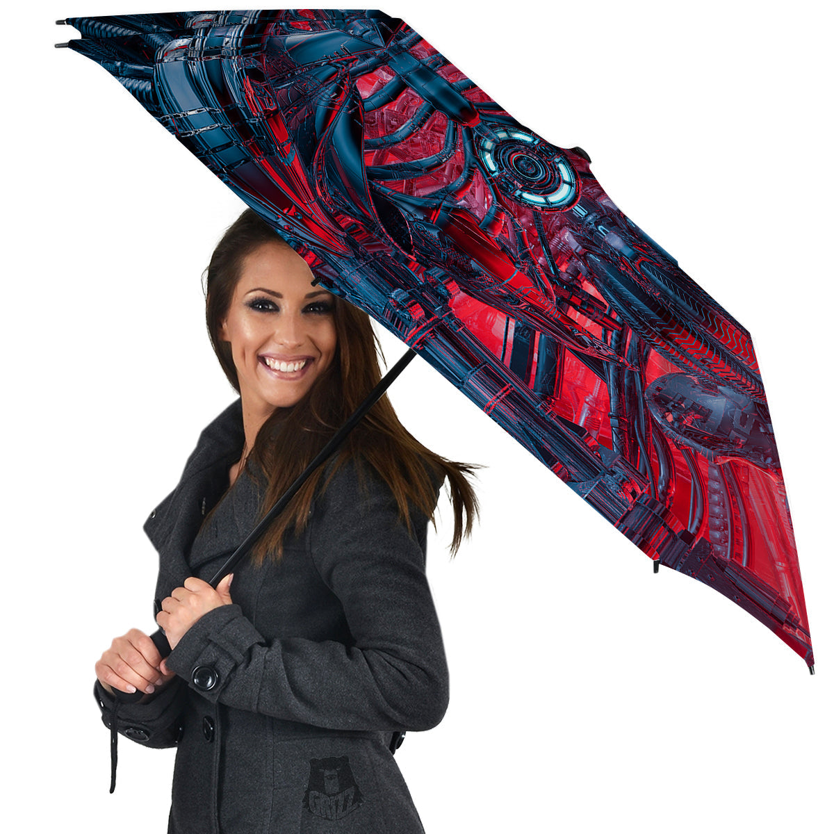 Red Robot Cyberpunk Print Umbrella-grizzshop