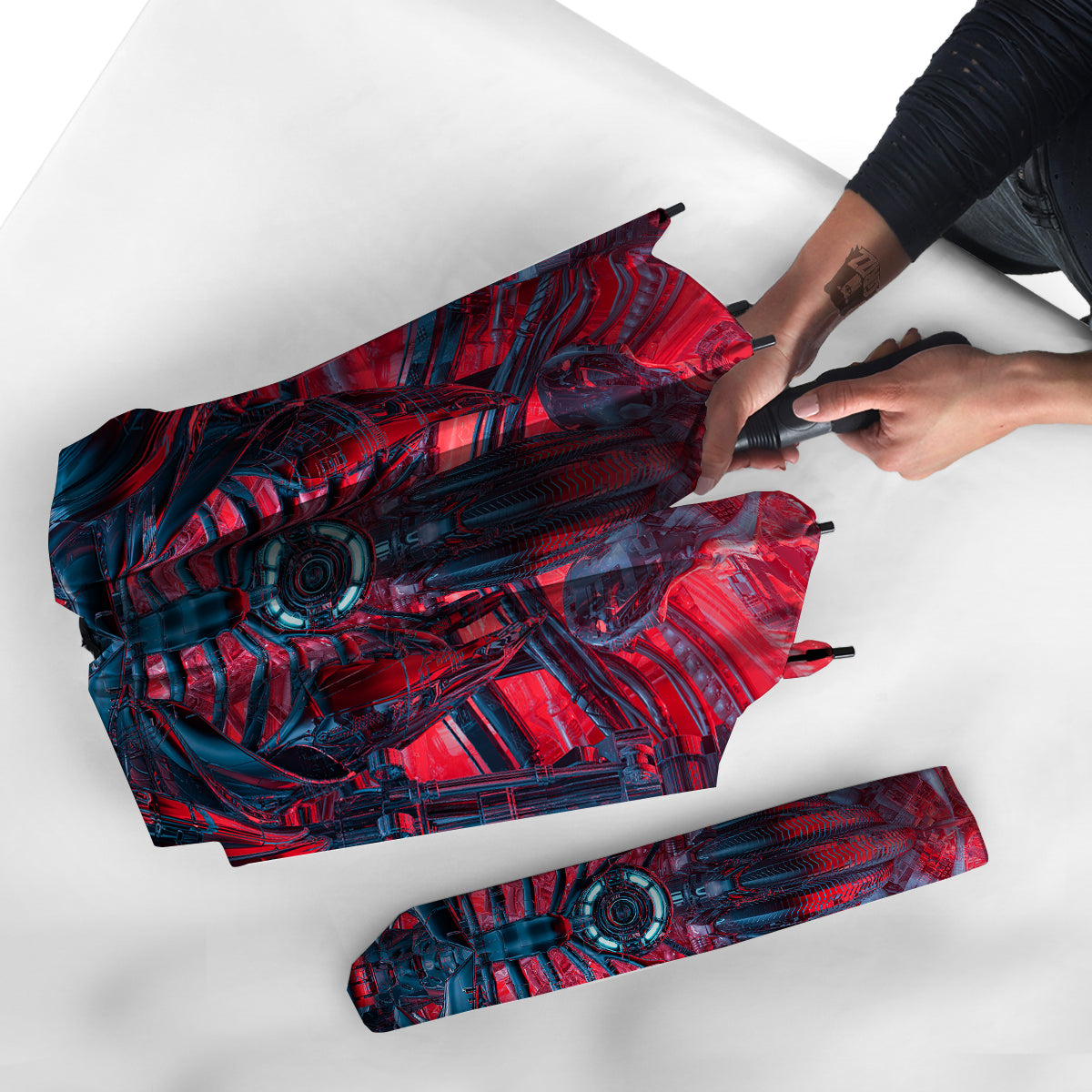 Red Robot Cyberpunk Print Umbrella-grizzshop