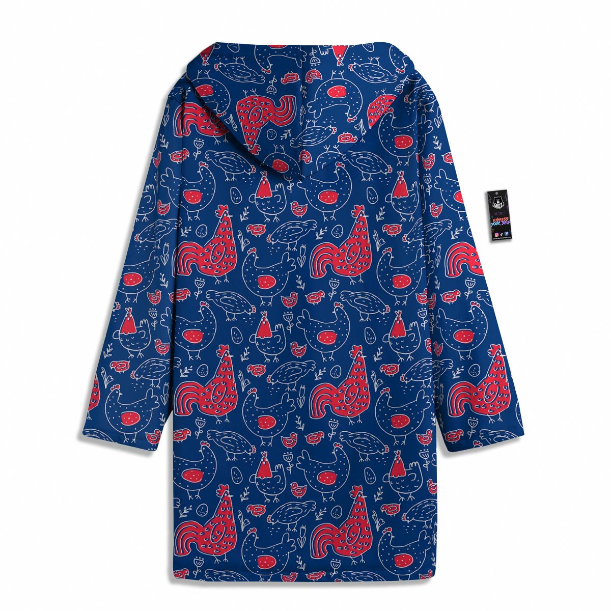 Red Rooster Blue Print Pattern Men's Windbreaker Jacket-grizzshop