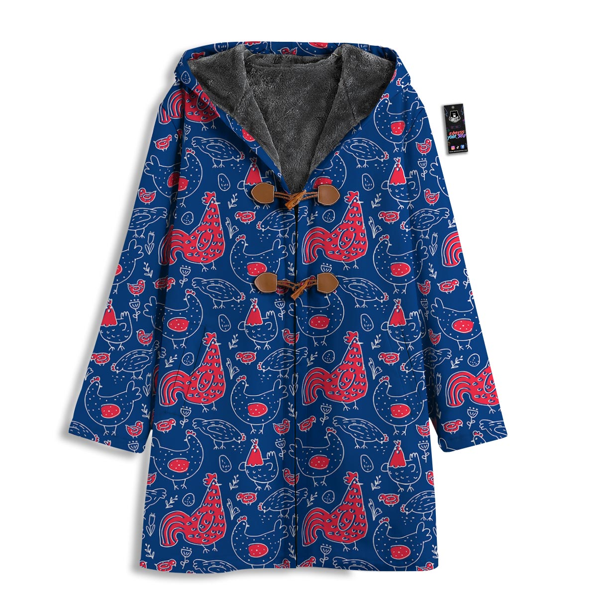 Red Rooster Blue Print Pattern Men's Windbreaker Jacket-grizzshop