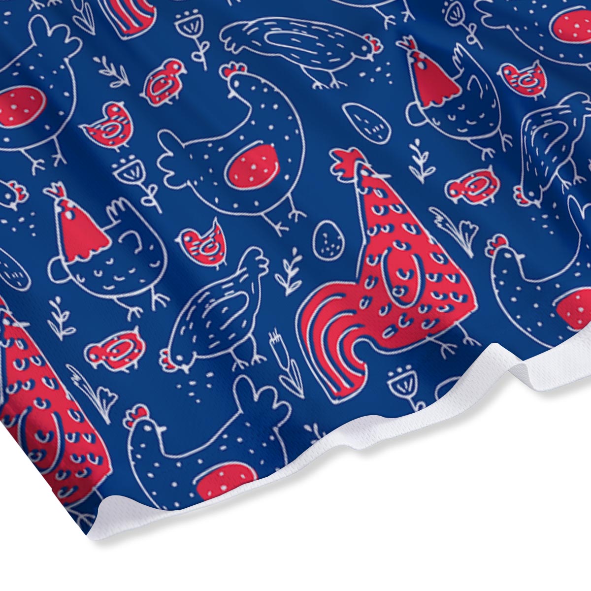 Red Rooster Blue Print Pattern Mesh Shorts