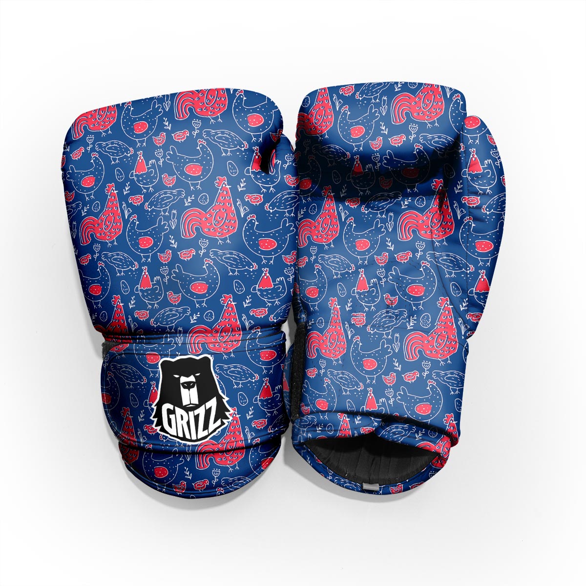 Red Rooster Blue Print Pattern Pro Boxing Glove