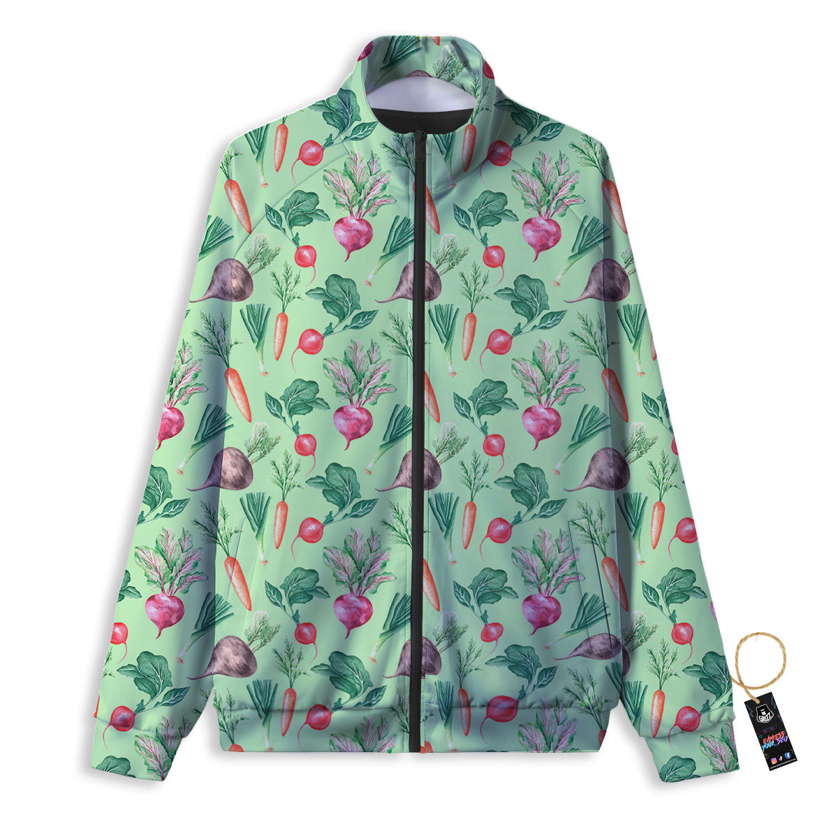 Red Rooster Blue Print Pattern Track Jacket-grizzshop