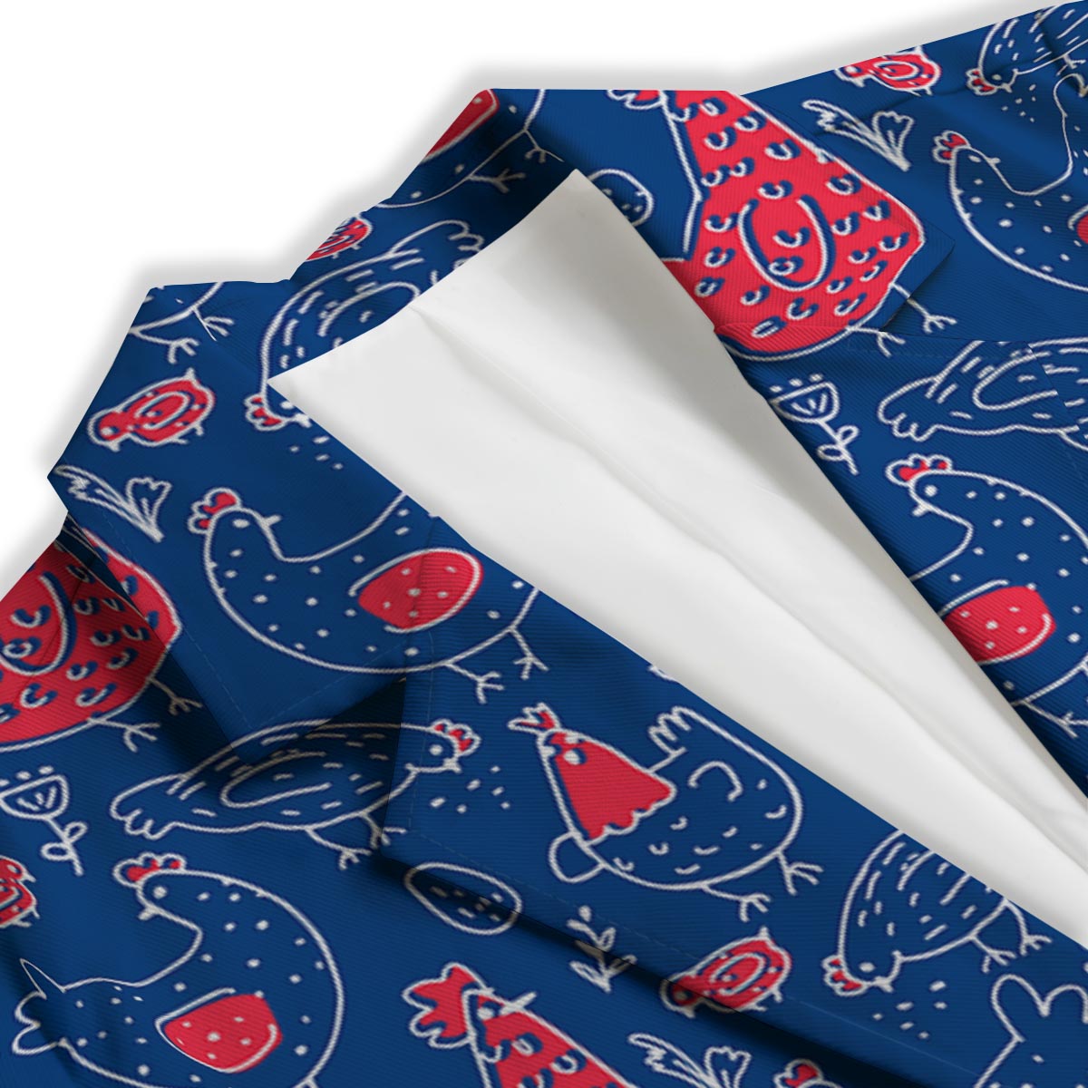 Red Rooster Blue Print Pattern Women's Blazer-grizzshop
