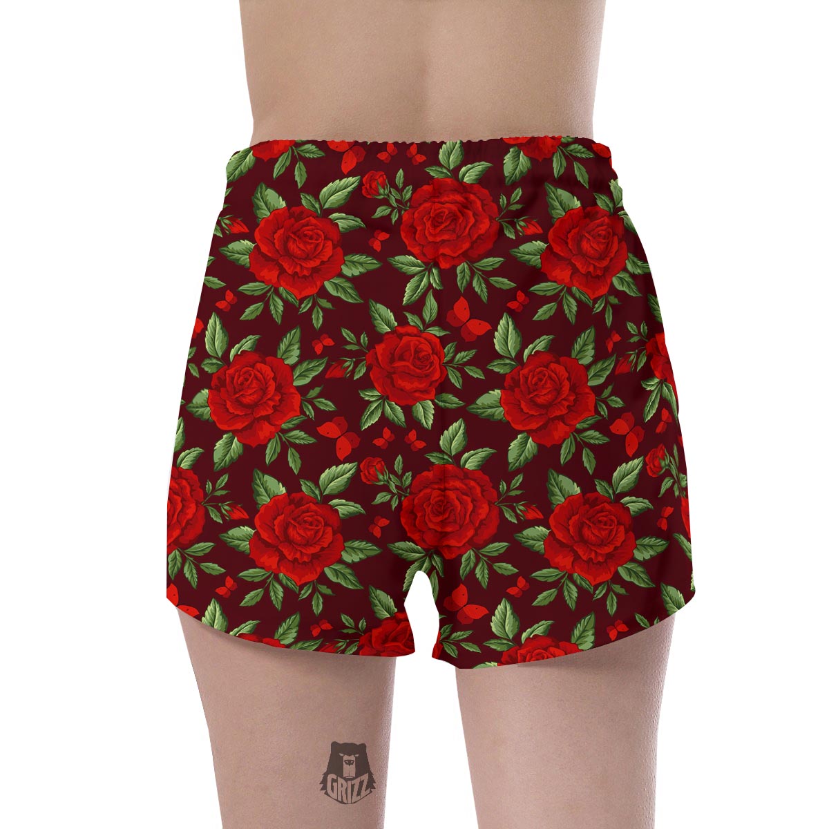 Red Rose Flower Women's Shorts-grizzshop