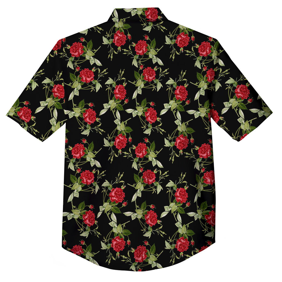 Red Rose Flowers Print Pattern Button Up Shirt-grizzshop