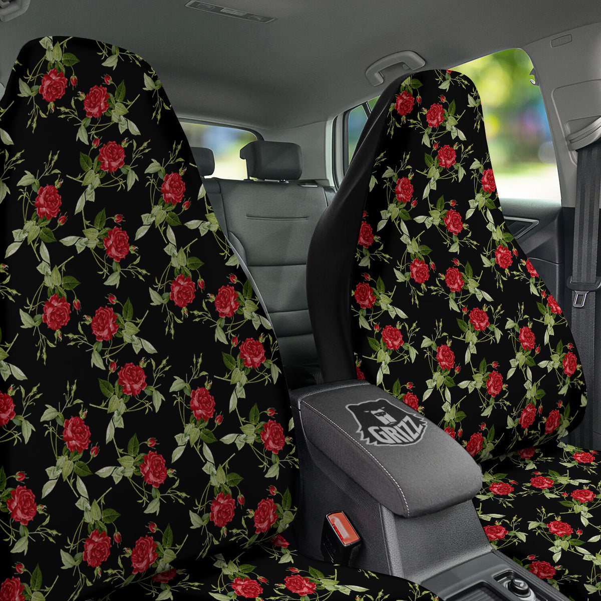 Red Rose Flowers Print Pattern Car Seat Covers-grizzshop