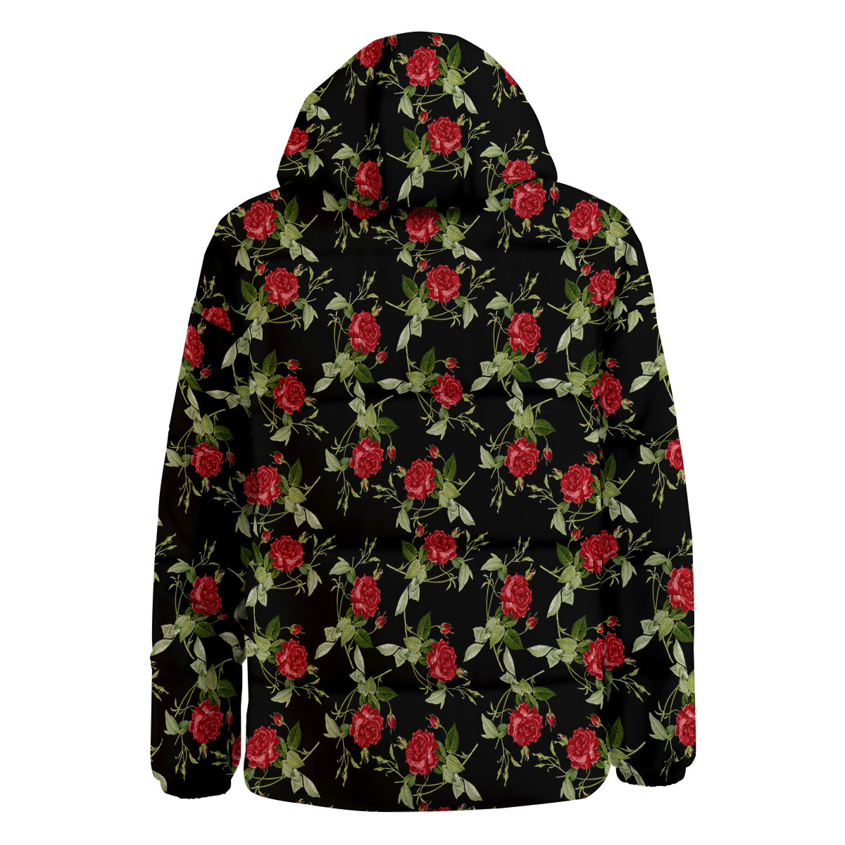 Red Rose Flowers Print Pattern Down Jacket-grizzshop