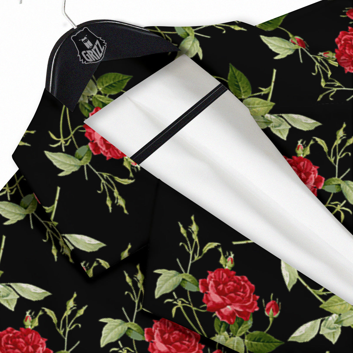 Red Rose Flowers Print Pattern Men's Sport Coat-grizzshop