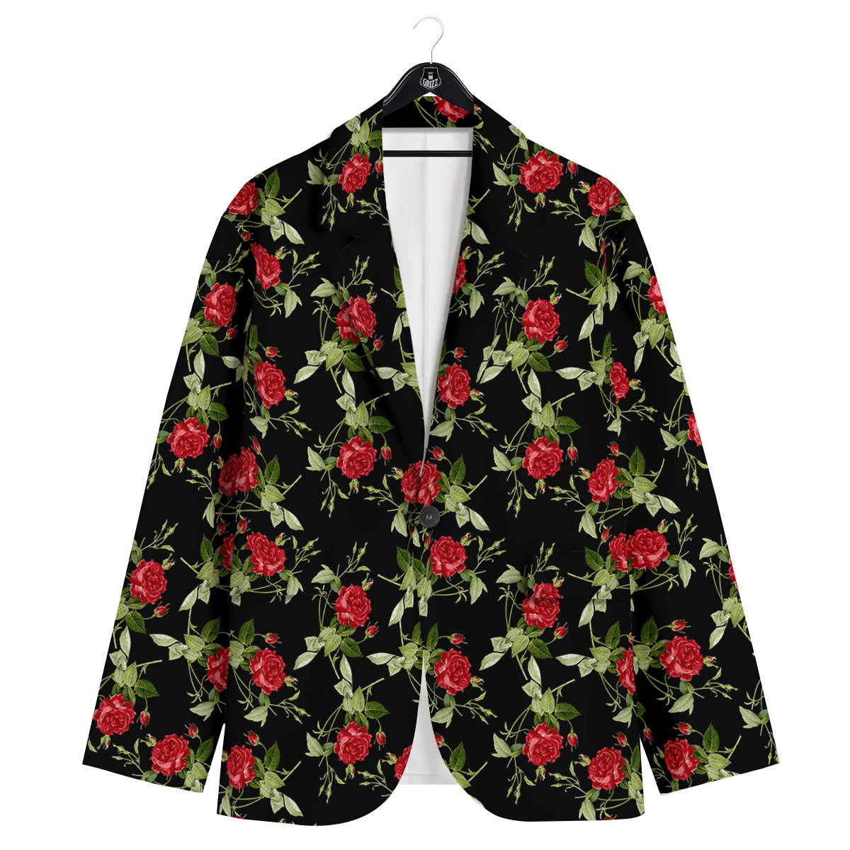 Red Rose Flowers Print Pattern Men's Sport Coat-grizzshop
