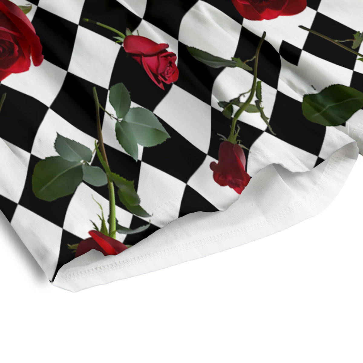 Red Roses And Argyle Print Pattern Men's Athletic Shorts