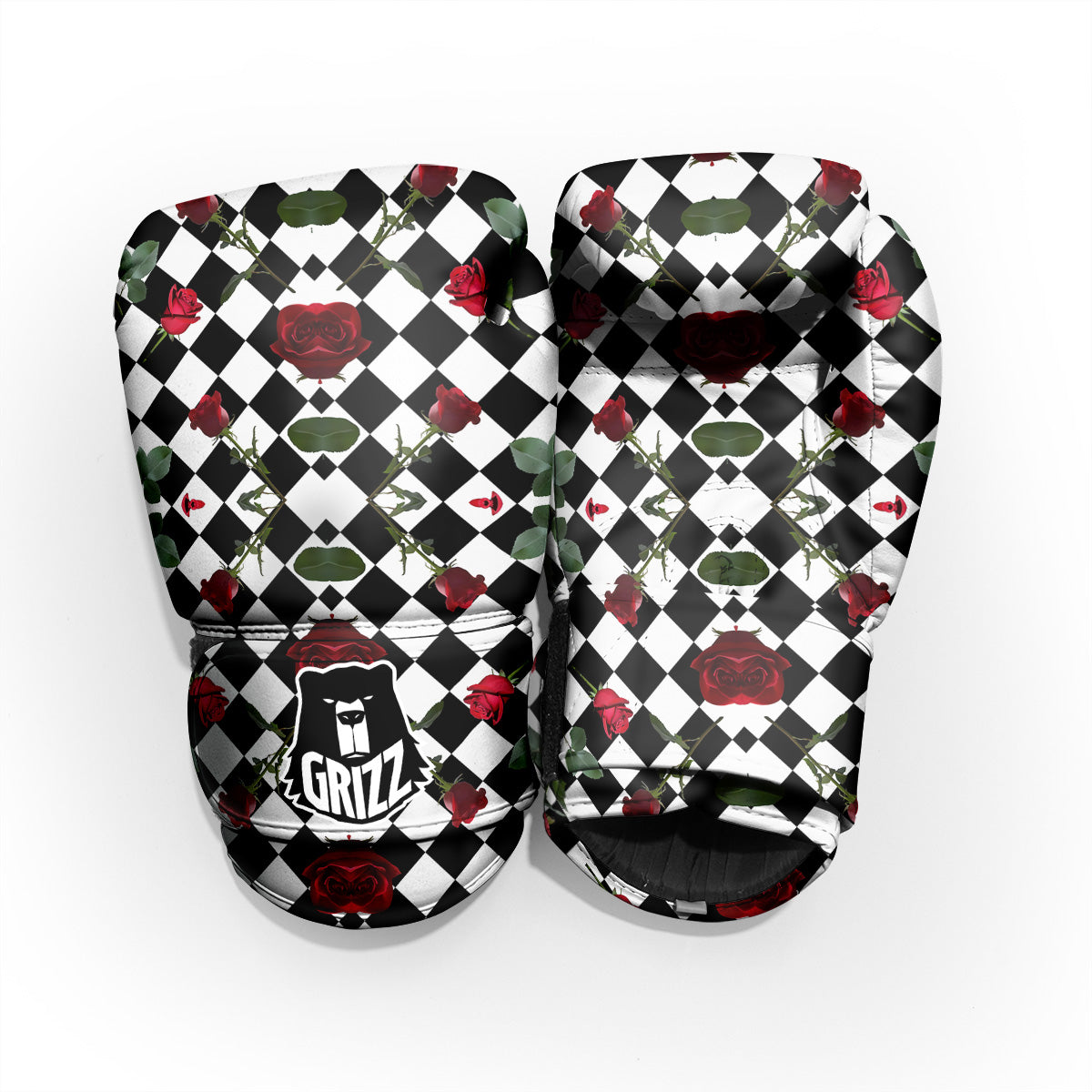 Red Roses And Argyle Print Pattern Pro Boxing Glove