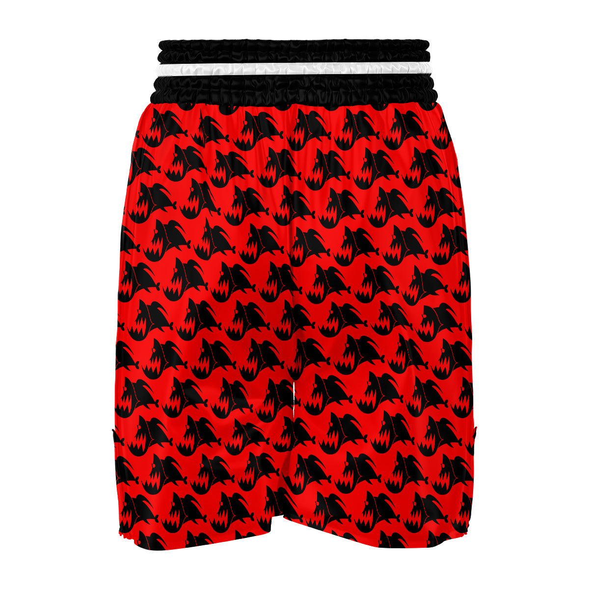 Red Scary Piranha Print Pattern Boxing Shorts-grizzshop