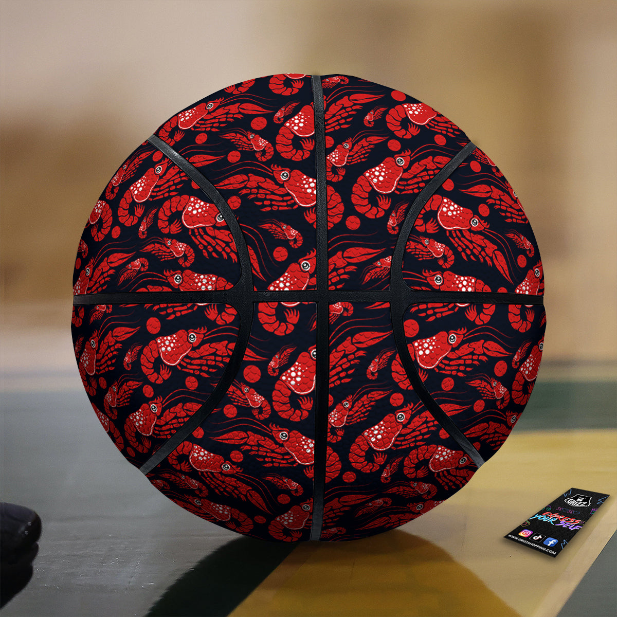 Red Shrimps Print Pattern Basketball-grizzshop