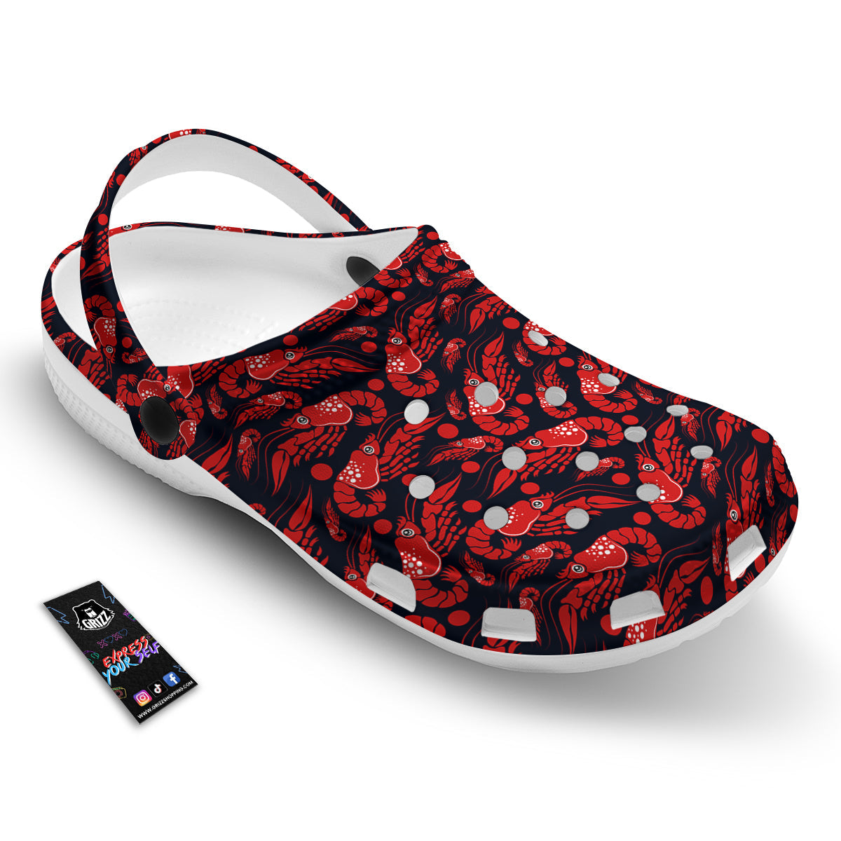 Red Shrimps Print Pattern Clog-grizzshop