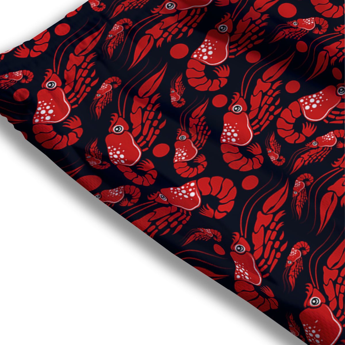 Red Shrimps Print Pattern Mesh Shorts-grizzshop