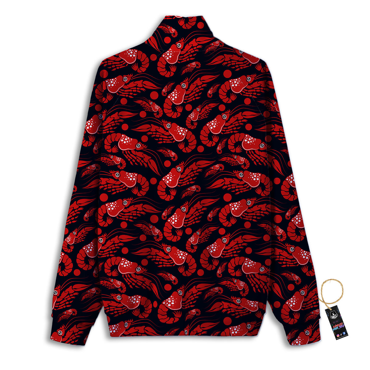 Red Shrimps Print Pattern Track Jacket-grizzshop