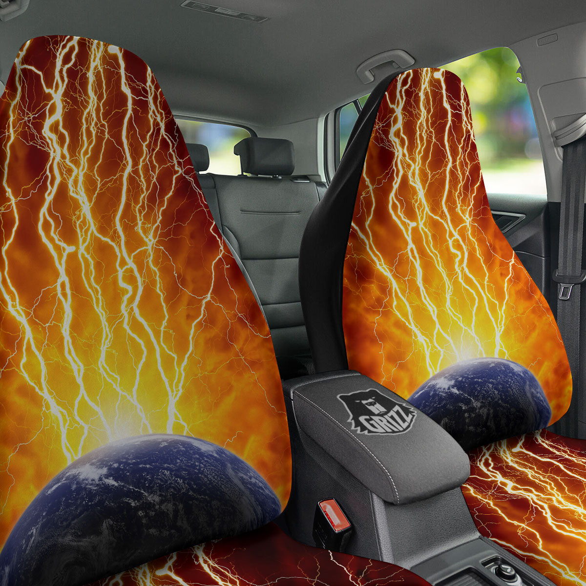 Red Sky With Lightnings Print Car Seat Covers-grizzshop