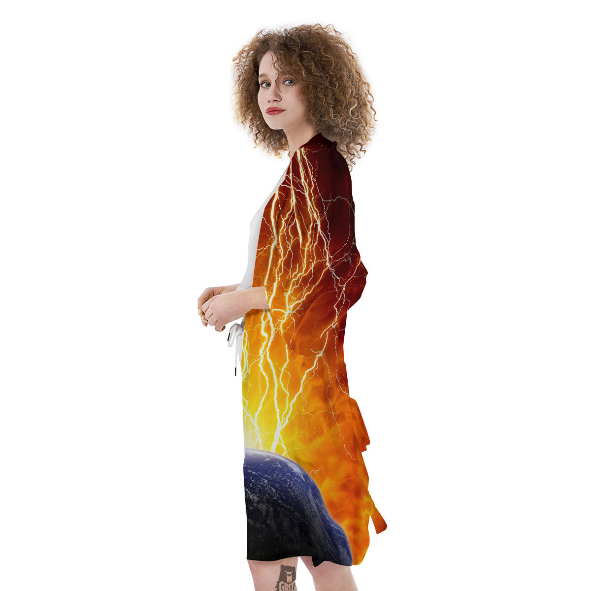 Red Sky With Lightnings Print Kimono-grizzshop