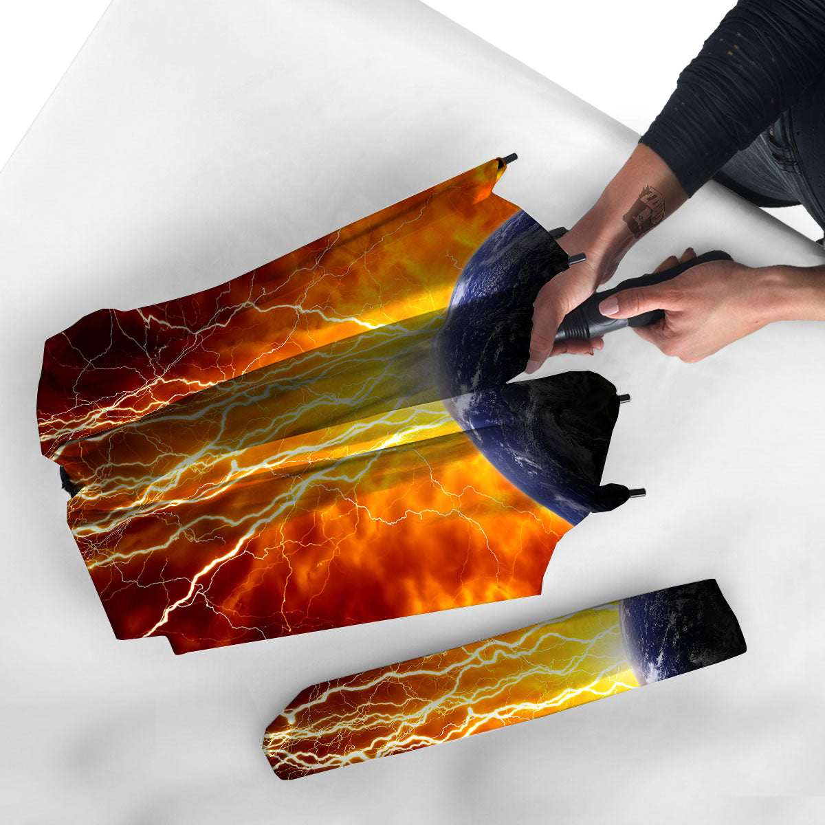 Red Sky With Lightnings Print Umbrella-grizzshop