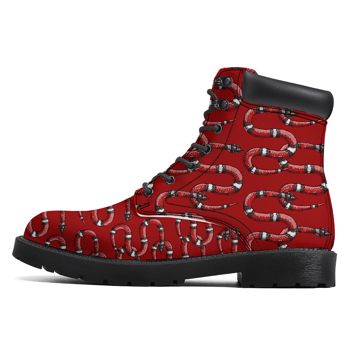 Red Snake Drawing Color Print Pattern Boots-grizzshop